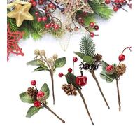 RB 20pcs Artificial Pine Picks Mini Stimulation Red Berries Branches Flower Ornaments for Christmas, Thanksgiving Fall Decorations, Autumn Decor,Crafting and Displaying