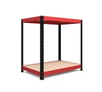 Rb Boss Garage Workbench 2 Shelf Mdf Red & Black Powder Coated Steel Work Bench (H)900mm (W)900mm (D)600mm