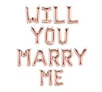 RB INTERNATIONAL Will You Marry Me Romantic Marriage Proposal Ideas, Engagement Party, Wedding, Valentines, 16-Inches Foil Letters Balloons Set and Diamond Ring. Rose Gold, Silver, Golden (Rose Gold)