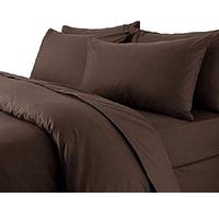 RB Luxury Polycotton Parcale Plain Dyed Duvet Cover & 2 Pillow Cases Bed Set (Double, Chocklate)