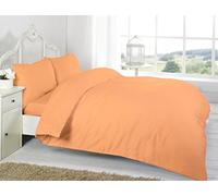 RB Luxury Polycotton Parcale Plain Dyed Duvet Cover & 2 Pillow Cases Bed Set (Double, Peach)
