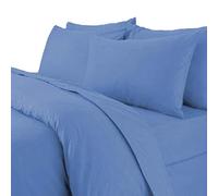 RB Luxury Polycotton Parcale Plain Dyed Duvet Cover & 2 Pillow Cases Bed Set (Mid Blue, Single)