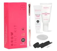 RB RENATA BEAUTY Brow Tint Kit - Eyebrow Tint Set - Dye Kit with Color Tint, Cream Developer and Styling Brush - Long-Lasting Effect Up to 4 Weeks - 30 Applications [Graphite]