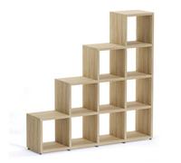 RB UK Boon 10 Cube Shelving Unit Eco-Friendly Stepped Bookcase Freestanding Heavy Duty Oak, Made In Austria (H)1470mm (W)1450mm (D)330mm