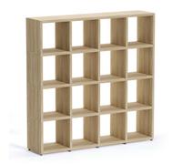 RB UK Boon 16 Cube Shelving Unit Eco-Friendly Bookcase Freestanding Heavy Duty Oak, Made In Austria (H)1470mm (W)1450mm (D)330mm