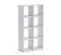 RB UK Boon 8 Cube Shelving Unit Eco-Friendly Bookcase Freestanding Heavy Duty White, Made In Austria (H)1470mm (W)740mm (D)330mm