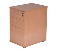 RB UK Nautilus Designs 3 Drawer Bedside Table Beech Desk High Pedestal Home Office Bedroom Furniture 800mm Depth