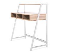 RB UK Nautilus Designs Oak Computer Desk With White Frame & Upper Storage Shelf