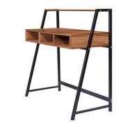 RB UK Nautilus Designs Walnut Computer Desk With Black Frame & Upper Storage Shelf