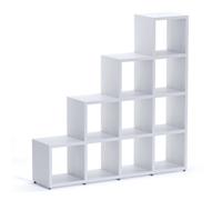 RB UK Shelf Depot 7 Cube Shelving Unit Eco-Friendly Stepped Bookcase Freestanding Heavy Duty White (H)1470mm (W)1450mm (D)330mm