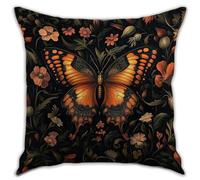 RBAFAO William Morris Inspired Abstract Vintage Fox Design Throw Pillow Covers Home Decor Art Pillowcase Cushion Cover for Bed Sofa Living Room, Car Indoor and Outdoor (Black-Butterfly, 18x18inch)