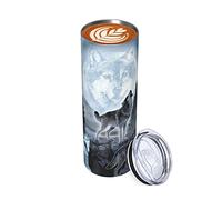 RBAZYFXUJ 20oz/550ml Stainless Steel Insulated Travel Coffee Cup, Moon Wolf Travel Mug, with Leakproof Lid, Straw and Straw Brush