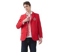 RBD Red School Uniform for Men, Rebelde School Boy Cosplay Costume with Shirt Jacket Tie Halloween Adult Outfit Suit