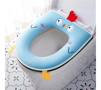 RBDFGTLPVK Winter Home Soft With Toilet Mat Zipper Cute Toilet Seat Pad Loo Warm Cover Embroidered Lavatory Seat Covers Reusable WC Cushion(Light blue)