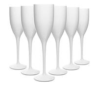 RBDRINKS RB White Champagne Flutes Plastic Prosecco Flutes Wine Glasses Premium Unbreakable Reusable 15cl, Set of 6