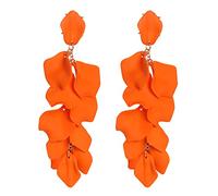 Rbenxia 1 Pair of Orange Long Acrylic Rose Petal Dangle Earrings Rose Flower Earrings Drop Statement Layered Floral Petal Earrings for Women