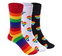 Rbenxia Rainbow Gay Pride Cotton Novelty Socks LGBT Colorful Striped Socks, Coloful, One Size