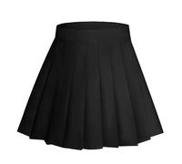 Rbenxia Women Girl High Waisted Pleated Skirt A-Line Mini Skirt School Uniform Skater Tennis Skirt with Lining Shorts (Black), Black, M