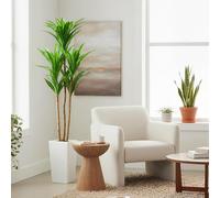 RBFGYIOP Artificial Dracaena Plant with White Planter, 147 cm Faux Dragon Tree Plant, Artificial Silk Plants, Fake Floor Plant Potted for Home Bedroom Living Room Decor
