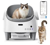 RBFGYIOP Automatic Self-Cleaning Cat Litter Box - Open-Top, Smart App Control, Safety Sensors, Odor & Leak Control, Height Adjustable, Quiet, Large & Kitten-Friendly, UK Standard - White