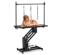 RBFGYIOP Large Dog Grooming Table, Heavy Duty Hydraulic Pet Grooming Table with Adjustable Arm, 3 Loops, Anti Slip Top for Dogs & Cats L116.5xW74.5xH21.5cm