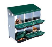 RBFGYIOP Metal Chicken Nesting Box - 10 Compartments, Roll-Away Egg Collector with Lid, Pull-Out Cleanable Tray, Durable Construction for Backyard Chicken Coops - Green (without bracket legs),