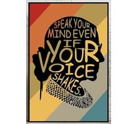 Rbg Poster, Ruth Bader Ginsburg Quote, Speak Your Mind Even if Your Voice Shakes Vintage Metal Tin Sign Decor Gifts for Girls Living Room Decorations Metal Tin Sign 8x12 Inch