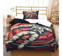 RBGKZVYUM Astronaut 3D Printed Duvet Cover Set 2 Pieces Bedroom Bed Bedding Set Soft Microfiber with Zipper Closure,Pillowcases for Teens And Adults Single(135x200cm)