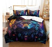 RBGKZVYUM Wolf Duvet Cover 3 PCS Hotel Quality Quilt Cover Bedding Bed Covers with Pillowcases with Zipper Closure Breathable Stylish Comforter Single(140x200cm)