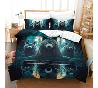 RBGKZVYUM Wolf Duvet Cover 3 PCS Hotel Quality Quilt Cover Bedding Set Bed Covers with Pillowcases with Zipper Closure Ultra Soft Hypoallergenic Microfiber Double（200x200cm）