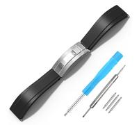 RBIPO Rubber Watch Strap for Rolex Submariner Ghost Daytona Yachtmaster 20mm Black Rubber Watch Band Quick Release Rolex Replacement Strap and Omega Silicone Watch Band for Men, Black silver buckle