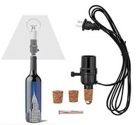 RBNANA lamp kit, with 9mm Glass Drill bit, Works with Wine Bottle or Any Other Glass Liquor Bottles, UNO Slip-on Socket 8 ft Black Cord UL Listed lamp Wiring Parts