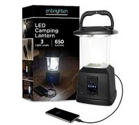 RBNANA LED Rechargeable Lantern, 11”, USB Power Bank, 4400mAh, 650 Lumens, Dimmable, 405 Hours of Run Time, Ideal for Camping, Outdoor, Emergency Weather, Storms, Black