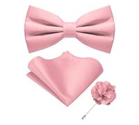 RBOCOTT Pre-tied Blush Pink Bow Tie and Pocket Square with Lapel Pin Sets Adjustable Bowtie for Party and Wedding 3PCS(2)