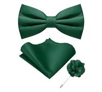 RBOCOTT Pre-tied Emerald Green Bow Tie and Pocket Square with Lapel Pin Sets Adjustable Bowtie for Party and Wedding 3PCS(8)