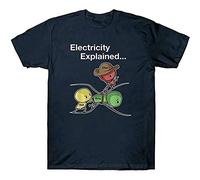 RBOXOP Ohm Volt Amp Electricity Explained Funny Electrician Nerd Men's Cotton T Shirt Black