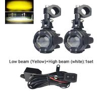 RBPHobrDM 100W Motorcycle Auxiliary Headlight Dual Color Strobe With Switch Compatible With R1200GS F800GS F700GS F650GS(white yellow B)