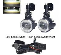 RBPHobrDM 100W Motorcycle Auxiliary Headlight Dual Color Strobe With Switch Compatible With R1200GS F800GS F700GS F650GS(white white S)