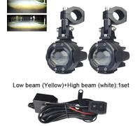 RBPHobrDM 100W Motorcycle Auxiliary Headlight Dual Color Strobe With Switch Compatible With R1200GS F800GS F700GS F650GS(white white B)