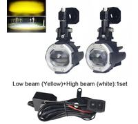 RBPHobrDM 100W Motorcycle Auxiliary Headlight Dual Color Strobe With Switch Compatible With R1200GS F800GS F700GS F650GS(white yellow S)