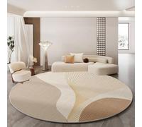 RBQIZVW Round Geometric Rug Beige Modern Circle Durable Living Room Round Area Rug Non Slip Carpet Circle Classic Hallway Kitchen Mat Washable Rugs Bedroom Non Shedding Soft Carpet Diameter 80 cm