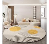 RBQIZVW Round Large Area Rugs for Living Room 160 cm, Geometric Rug Modern Dense Pile Non Shed Fluffy Rug Cream Carpets, Bedroom Kids Room Floor Mat, Water Absorption Floor Rugs