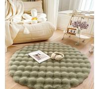 RBQIZVW Round Rug Machine Washable Area Rug Indoor Rug Floor Cover Print Distressed Grey Multi Carpet Thin Circle Non Slip Rug,Green,160cm