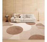 RBQIZVW rug living room - short pile modern, round geometric pattern, flat weave living room rug for dining room, children's room, youth room, hallway, kitchen, thickness approx. 13mm,khaki,180×200CM