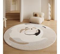 RBQIZVW Rugs Living Room Round, Modern Bedroom Fluffy Short Pile Rug, Round Dining Room Rug, Non-Slip Underside, Washable up to 30 Degrees, Super Soft, 120 x 120 cm Beige round rug