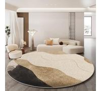 RBQIZVW Soft Pile Geometric Round Rug With TPR Backing, Abstract Beige Rugs 140 cm - Washable Circle Rug For Lounge, Sofa Side and Sitting Room Easy Care Pile - Large Rugs Round