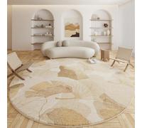 RBQIZVW Vintage Round Rugs Living Room - Beige Area Rugs 100 cm for Bedroom Anti Slip Rug Round Modern Super Soft Thick Pile Small Fluffy Shaggy Rug Machine Washable Carpet Floor Mat Non Shedding