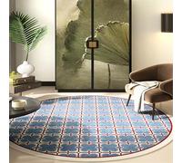 RBQIZVW Washable Round Rugs for Living Room 100x100 cm Blue Traditional Area Rug Carpet Soft Floor Mat for Bedroom Study Room Circular Table Underlay Mat Non Slip Thin Circle Carpet