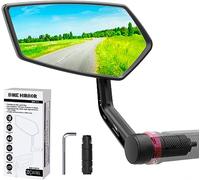 RBRL Rotatable HD Safety Convex Bar End Bike Mirror, Scratch Resistant Wide Angle Bicycle Mirror, Shatterproof Side Mirrors for Electric Bikes Universal (Left)
