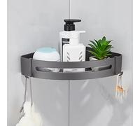 RBUDSPOLF Multifunctional Bathroom Shelf Floating Shelves Shower Caddy Gunmetal Gray Bathroom Set Space Aluminum Metal Towel Rail Rack Paper Rustproof/Single Corner Shelf